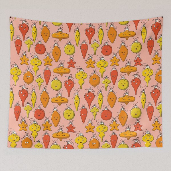 Item preview, Yellow and Orange Kawaii Christmas Tree Ornament Pattern designed and sold by space-kitten.