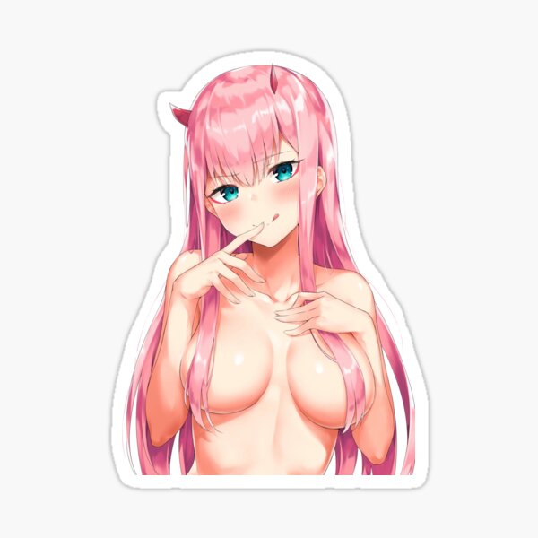 Darling in the Franxx anime manga, Zero Two Code: 002 killer sexy girl. Black background Sticker
