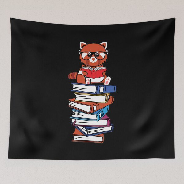 Item preview, Kawaii red panda reading books designed and sold by Lenny Stahl.