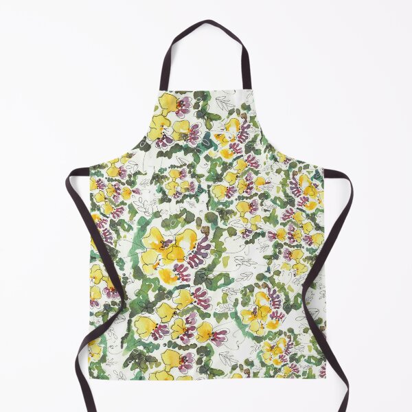 Item preview, Yellow purple line artwork watercolor floral pattern design designed and sold by EarthyPlanty.
