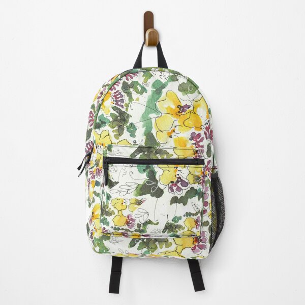 Item preview, Yellow purple line artwork watercolor floral pattern design designed and sold by EarthyPlanty.