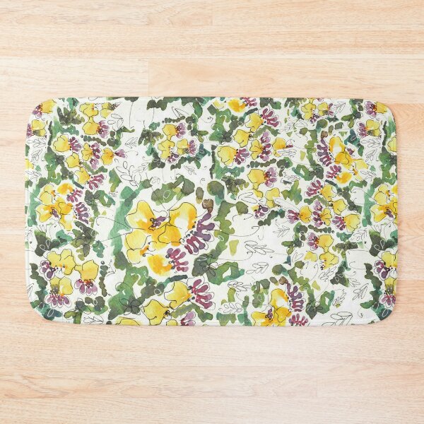 Item preview, Yellow purple line artwork watercolor floral pattern design designed and sold by EarthyPlanty.