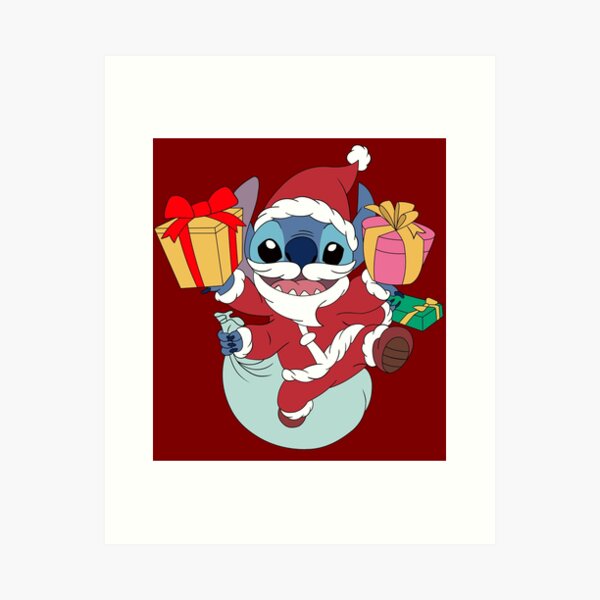 Santa Stitch Merry Xmas Lilo And Stitch Disney Gifts AOP Print