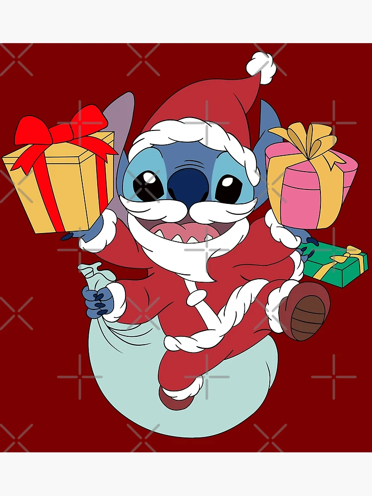 Santa Stitch Merry Xmas Lilo And Stitch Disney Gifts AOP Print