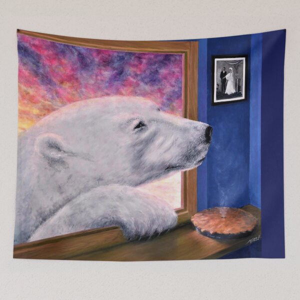 Item preview, Polar bear sniffing a Pie through the window. designed and sold by Malc Sutherland.