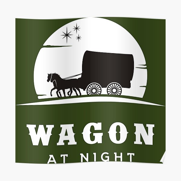 Wagon with horses at night Poster
