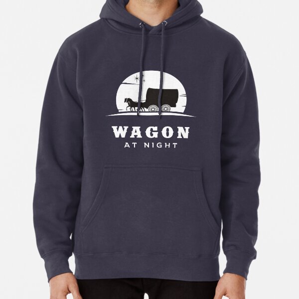 Wagon with horses at night Pullover Hoodie