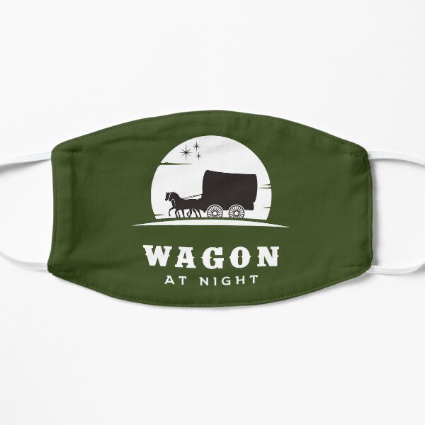 Wagon with horses at night Flat Mask