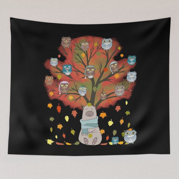 Item preview, Owl & Bear Lovers Fall Birthday Gift - Cute Vintage Owls Thanksgiving designed and sold by r-silver.