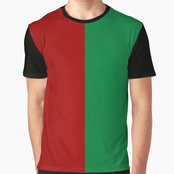 Half Red and Half green Graphic T-Shirt