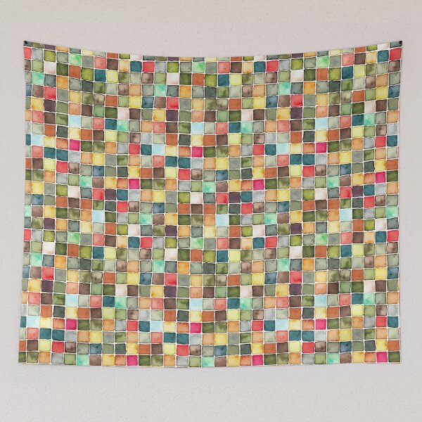 Item preview, Warm Autumn Feels Watercolour Mosaic Squares designed and sold by DilatorySloth.