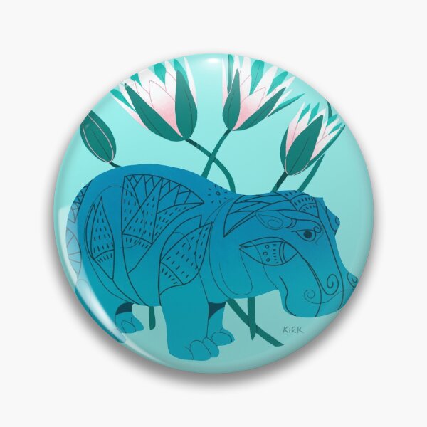 Item preview, Faience Hippo - Floral Artefacts designed and sold by flaroh.