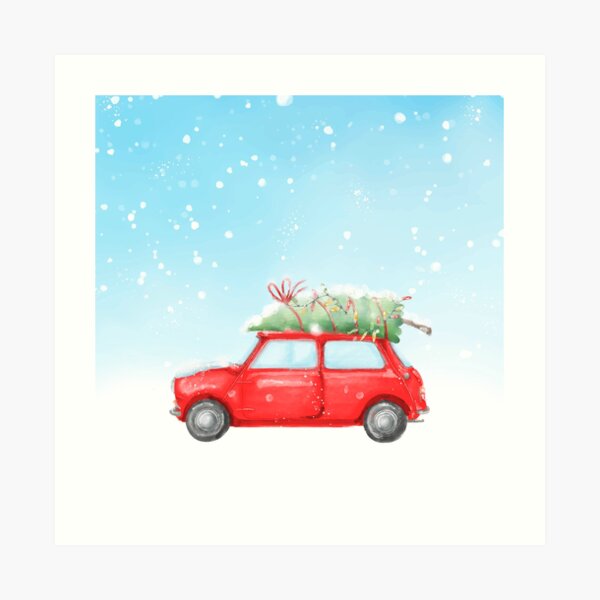 Classic Christmas Car Art Print