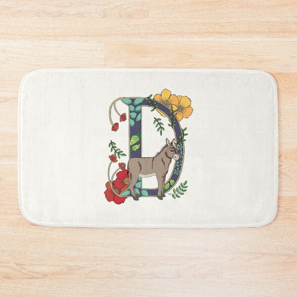 Item preview, D is for Donkey, art nouveau style animal alphabet letter, plain background designed and sold by Naty Design Prague.