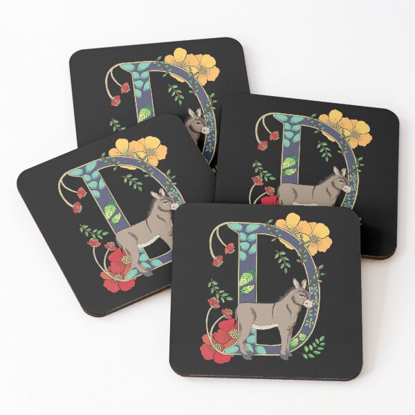 Item preview, D is for Donkey, art nouveau style animal alphabet letter, plain background designed and sold by Naty Design Prague.