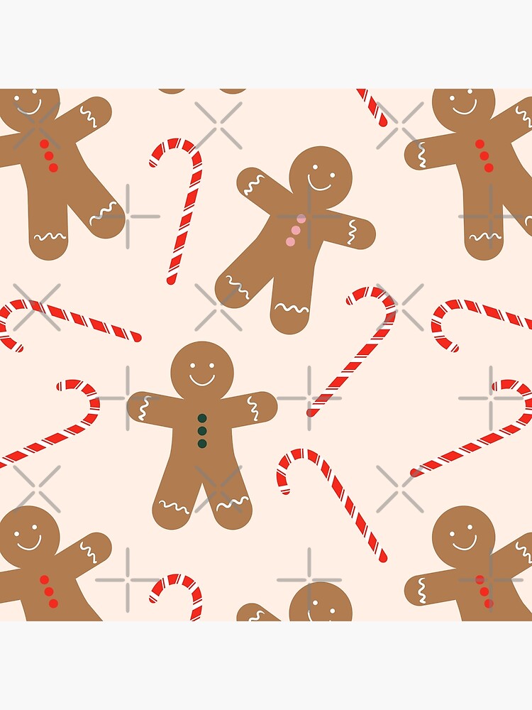 Gingerbread Man + Candy Cane Christmas Pattern | Throw Pillow