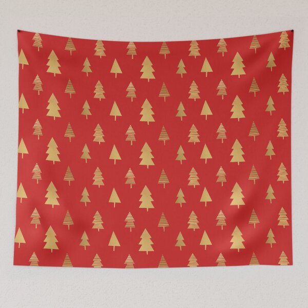 Item preview, Christmas Trees (red background) designed and sold by thelittlebat.