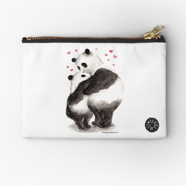 Pandemic of joy; Panda child hugs panda mother Zipper Pouch