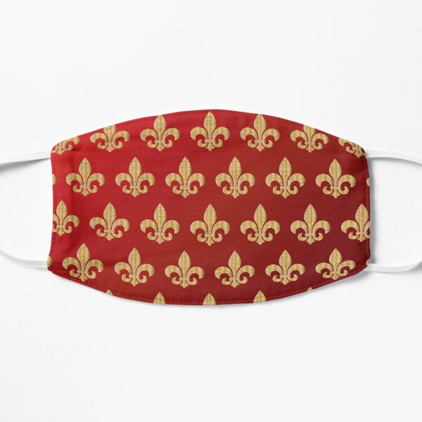 Motif fleur de lys rouge et or Masque sans plis
