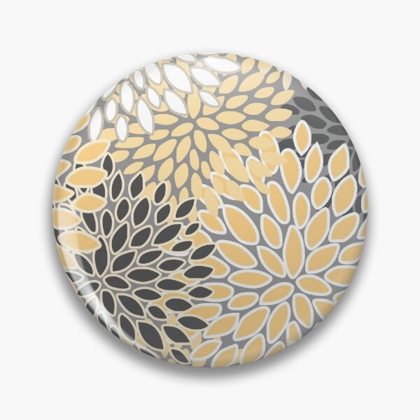 Item preview, Modern, Flowers Print, Yellow, Gray and White designed and sold by meggydesigns.