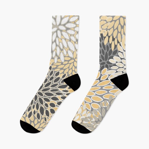 Item preview, Modern, Flowers Print, Yellow, Gray and White designed and sold by meggydesigns.