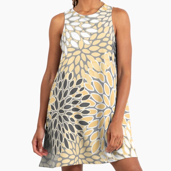 grey and gold combination dress Luxurious Grey/Gold Kolossya Women's Midi Dress Yuliya Magdych Grey/Gold / 4XL