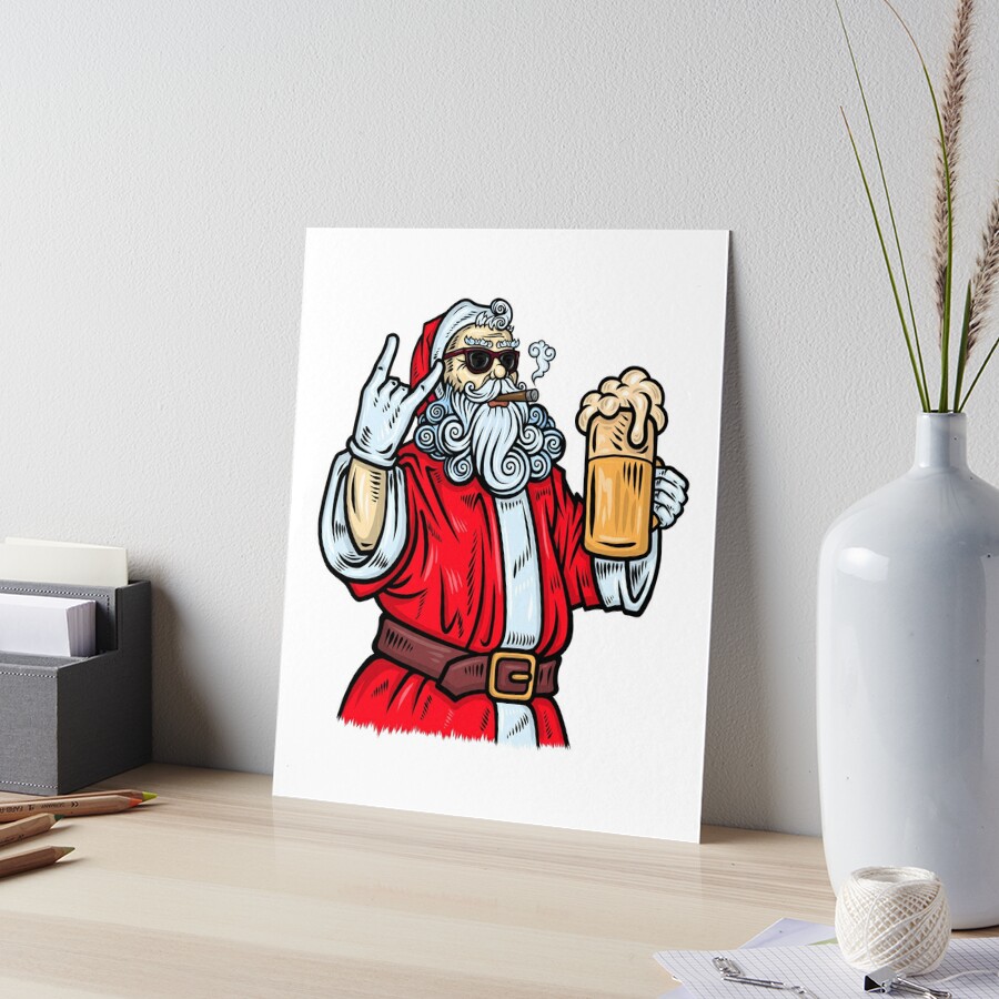 Bad Santa Claus Rock Beer And Cigar Christmas Beer Lovers Ornament