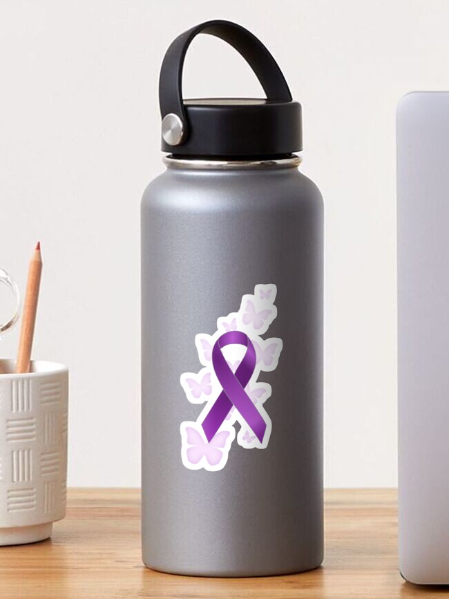 Purple Awareness Ribbon with Butterflies by Alondra, Redbubble