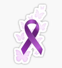 Purple Awareness Ribbon with Butterflies Sticker