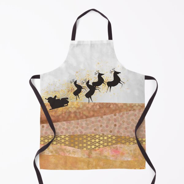 Item preview, Christmas, Santa with his reindeers in a winter landscape with golden details designed and sold by Aura-E.