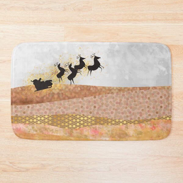 Item preview, Christmas, Santa with his reindeers in a winter landscape with golden details designed and sold by Aura-E.