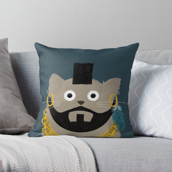 Cat MrT Throw Pillow