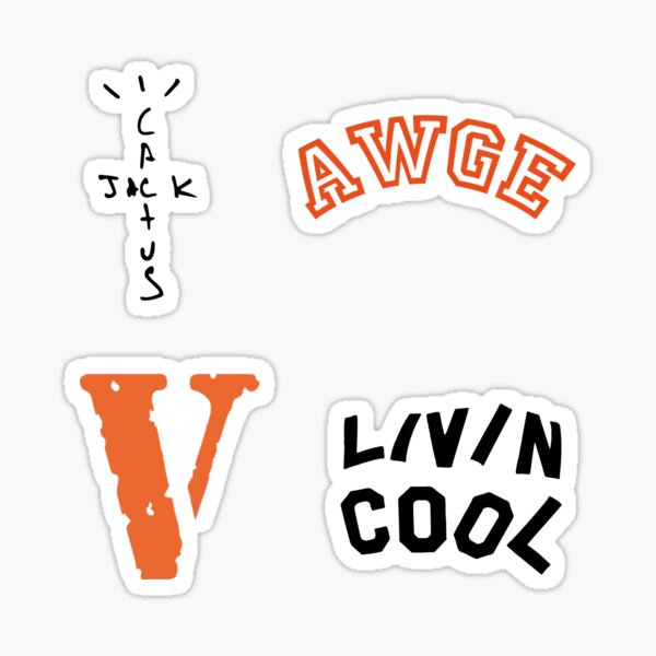 Streetwear stickers pack - Vlone - AWGE - Livin Cool - Cactus Jack Sticker