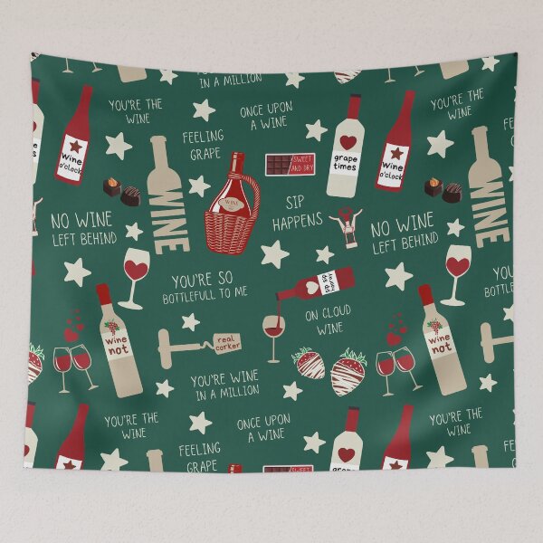 Item preview, Wine Theme Pattern with Funny Wine Puns  designed and sold by InkItStudio.