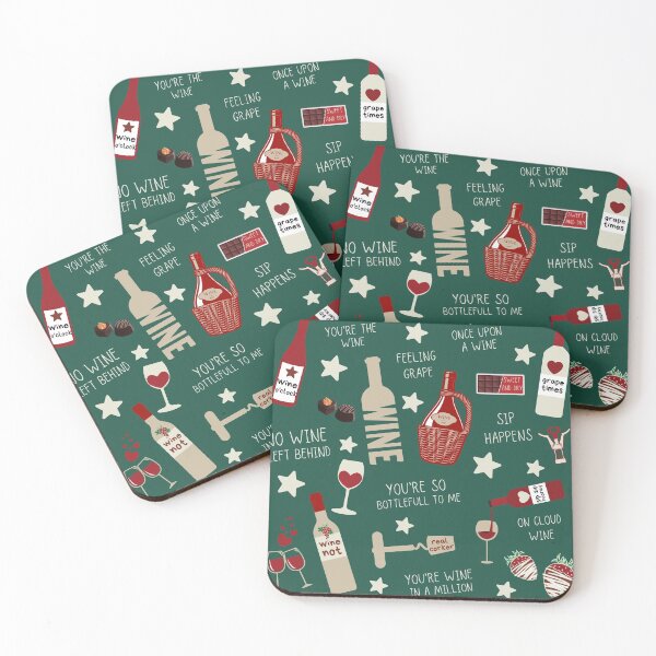 Item preview, Wine Theme Pattern with Funny Wine Puns  designed and sold by InkItStudio.