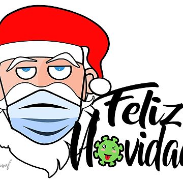 Imagen de la obra PAPÁ NOEL CON MASCARILLA con Frase de Feliz Navidad 2020 en cuarentena de Giuraf