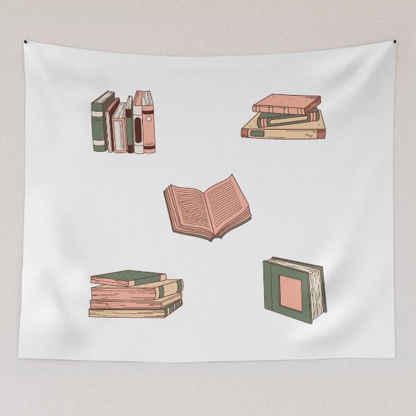 Item preview, Cute Library Books Drawings Pink and Green designed and sold by A. P..