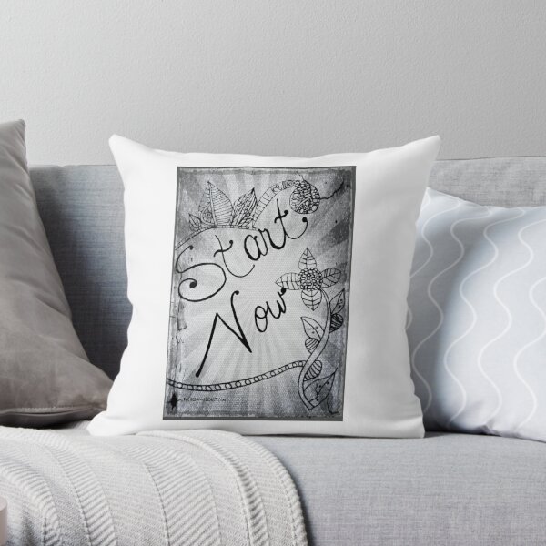 Rachel Doodle Art - Start Now Throw Pillow