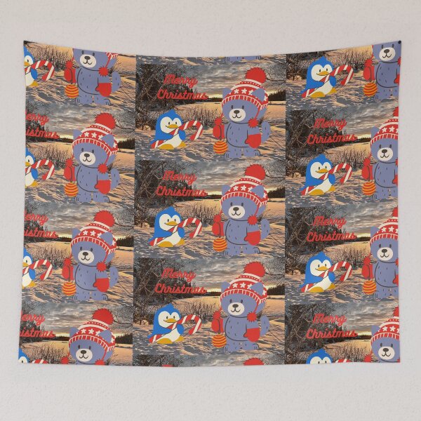 Item preview, Merry Christmas, cute penguin and teddy designed and sold by NomadMessenger.