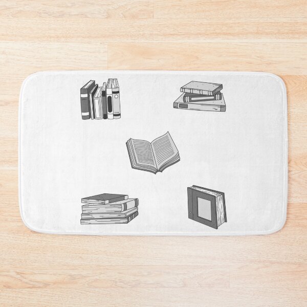 Item preview, Cute Library Books Drawings Black and White designed and sold by A. P..