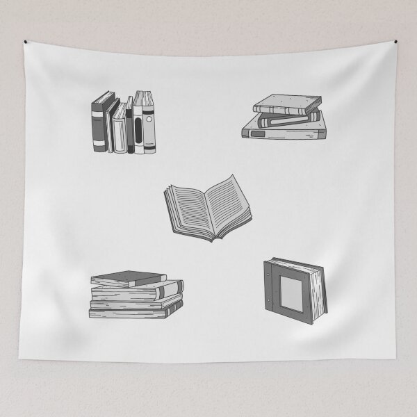 Item preview, Cute Library Books Drawings Black and White designed and sold by A. P..