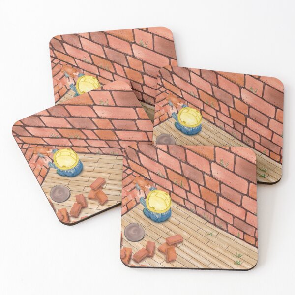Item preview, Watercolor Illustration of a worker building a wall designed and sold by iswenyi.