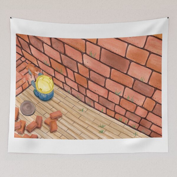 Item preview, Watercolor Illustration of a worker building a wall designed and sold by iswenyi.