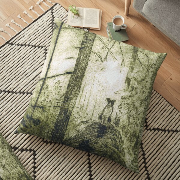 Dog in the woods Floor Pillow