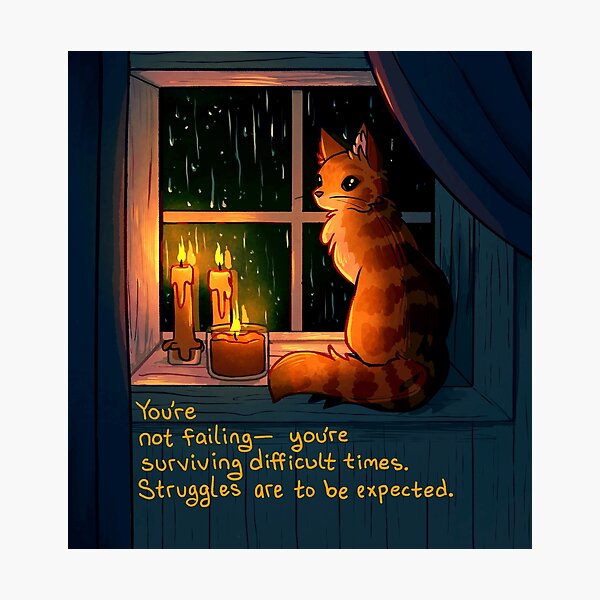 Item preview, "You're Surviving Difficult Times" Rainy Window Cat designed and sold by thelatestkate.