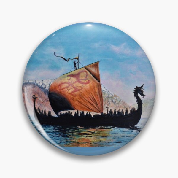 Artikelvorschau, Wikingerschiff mit orangefarbenem Segel. [Finale] entworfen und verkauft von Malc Sutherland.