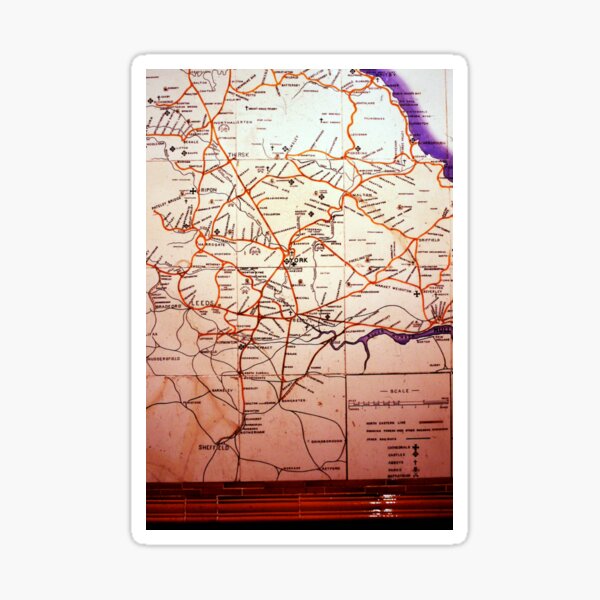 Item preview, Old Railway Map Photograph of the North East - Leeds York Sheffield Bradford Hull designed and sold by stevefreestone.
