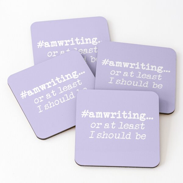 Item preview, #amwriting or at least I should be White on Lavender designed and sold by TeaRoseWriter.