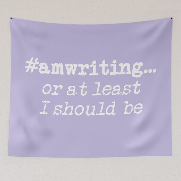 Item preview, #amwriting or at least I should be White on Lavender designed and sold by TeaRoseWriter.