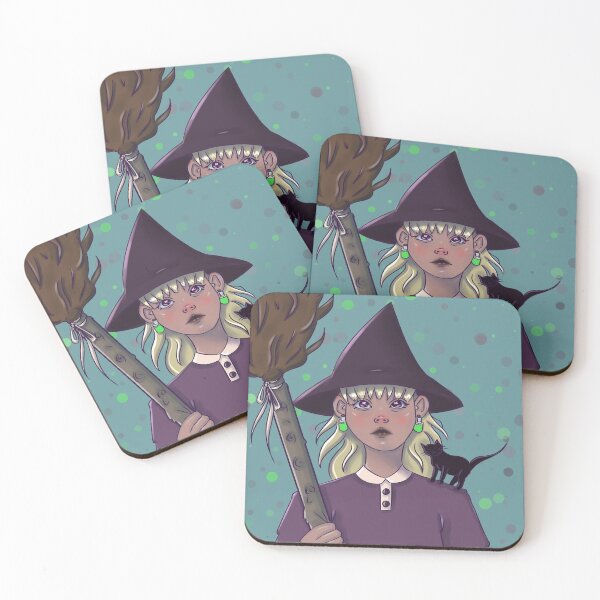 Item preview, young witch and her black cat designed and sold by ssaanart.
